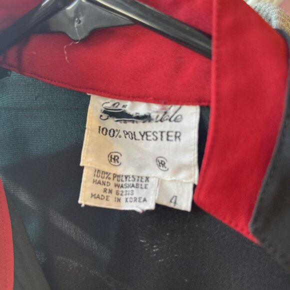 vintage 80s dress black red color block futuristic mod modest space age M - Picture 9 of 9